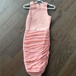 Sleeveless Pink Ruched Mini Dress